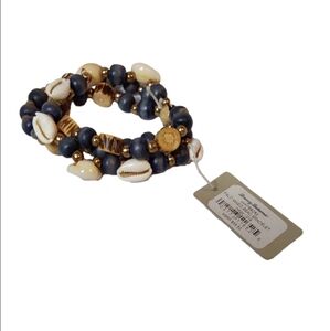 TOMMY BAHAMA  3 STRANDS PALO MIXED  INDIGO BEAD BRACELET